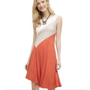 Maeve Sleeveless Dress Size Small Orange White Tan Asymmetrical Color Block